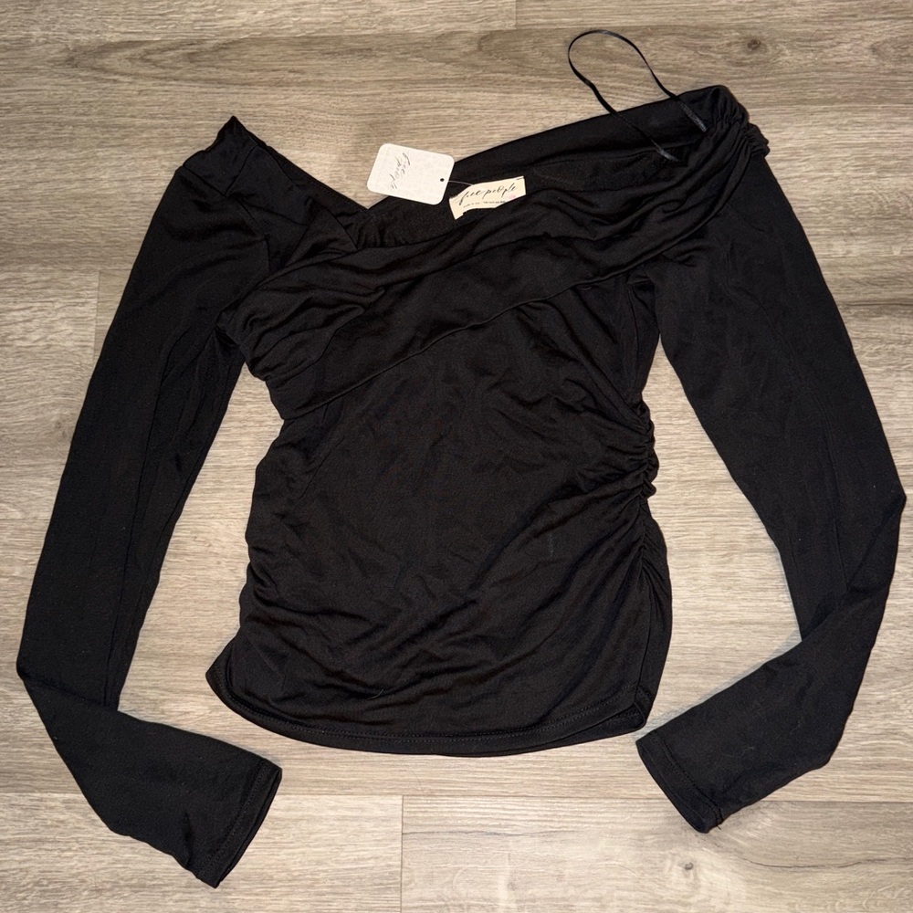 FREE PEOPLE Cupro Jeni Off-The-Shoulder Long Sleeve Top - Picture 7 of 10
